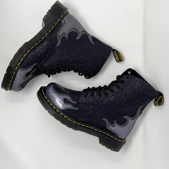 Dr. Martens Shoes Doc Martens Black Glitter 46 Flame Uk 4 120 Poshmark